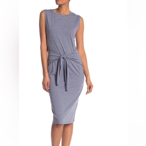 SUSINA Sleeveless Gray T-shirt Tie Waist Dress Cotton Blend Small - Picture 13 of 13